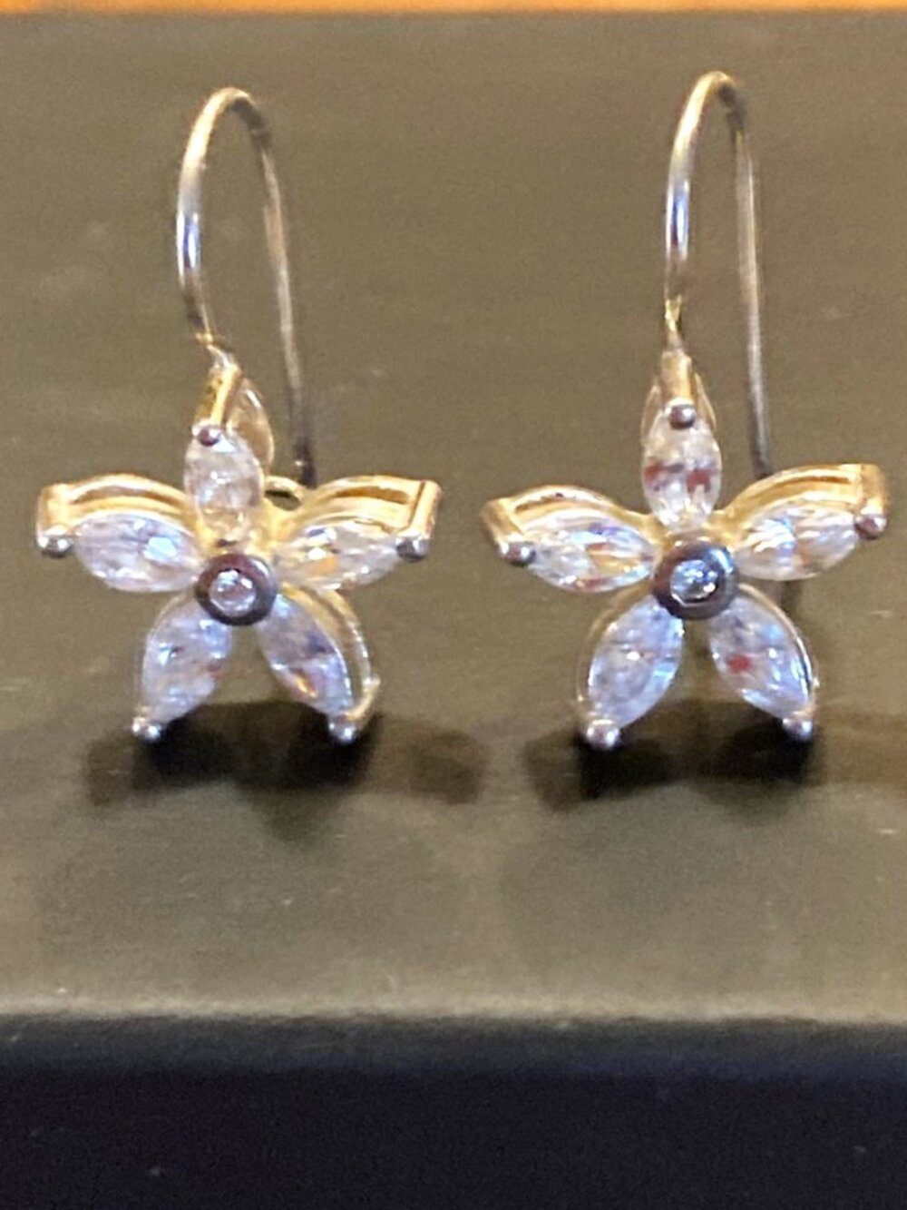 Picture pretty flower earrings set in sterling silver